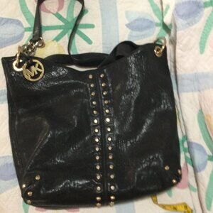 Michael Kors Uptown Astor Black Leather Studded Shoulder Bag